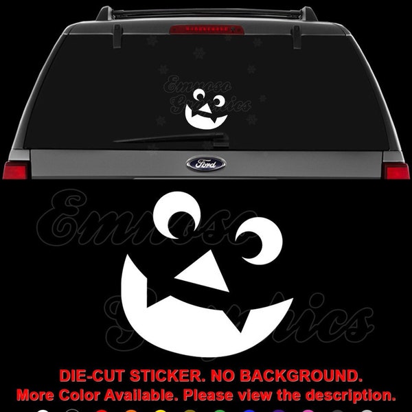 Pumpkin Face Halloween Jack O Lantern Decal Sticker For Car, Truck, Motorcycle, Windows, Bumper, Laptop, Helmet, Home Office Decor