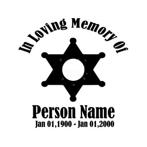 Custom In Loving Memory Memorial Sheriff Badge Police Die Cut Decal Sticker RIP Personalized Name Date Car Truck Window, Quantity Discount!