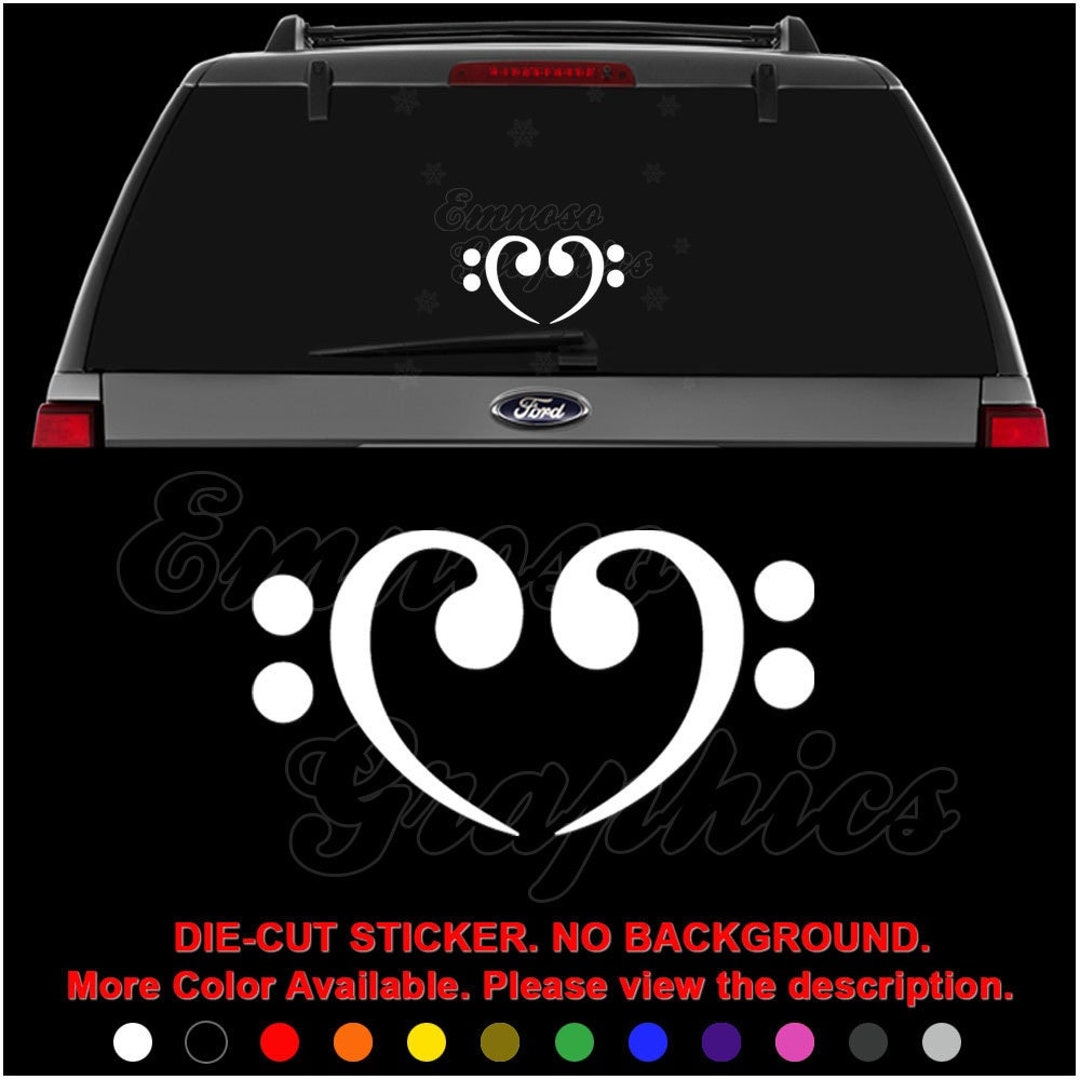 Bass Clef Heart Love Music Notes Decal Sticker for Car, Truck ...