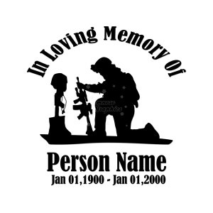 Custom In Loving Memory Memorial Fallen Soldier Military Cross Die Cut Decal Sticker Personalized Name Date Car Truck Window, Qty Discount!