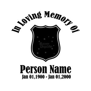 Custom In Loving Memory Memorial Police Badge Cop Officer Die Cut Decal Sticker Personalized Name Date Car Truck Window, Quantity Discount!
