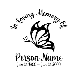 Custom In Loving Memory Memorial Butterfly Flying Die Cut Decal Sticker RIP Personalized Name Date Car Truck Window, Quantity Discount!