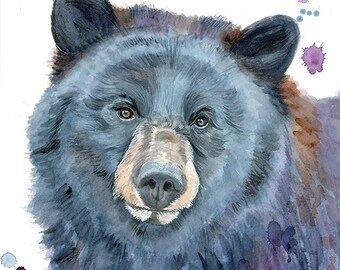 North American Black Bear watercolor, fine art Giclée print