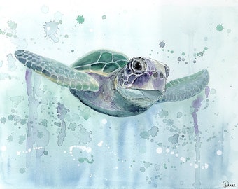 Green Sea Turtle watercolor