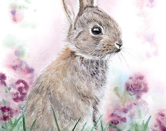 Eastern Cottontail Rabbit watercolor fine art Giclée print