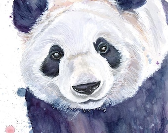Giant Panda watercolor, fine art Giclée print