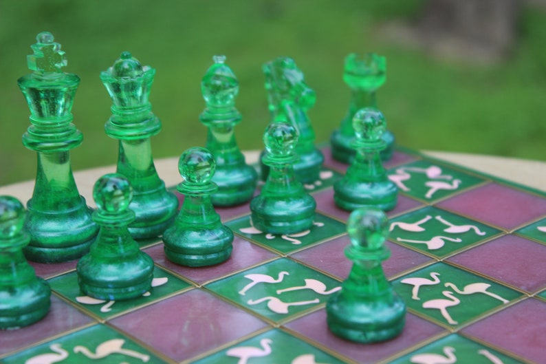 Flamingo Chess Set Custom Resin Chess Pieces With Board Etsy