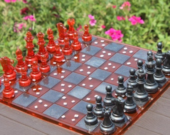 Handmade Chess Set with Wooden Box