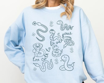 Snake Sweatshirt, Snakes Sweater, Snake Shirt Women, Floral Snake Sweater, Doodle Snake Crewneck, Cute Snake, Snake Mom, Reptile Sweatshirt