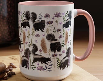 Skunk Mug Skunk Gift Skunk Gifts Skunk Coffee Cup Mug With Skunk Floral Skunk Mug Skunk Themed Gifts Skunk Gift Skunks Lover