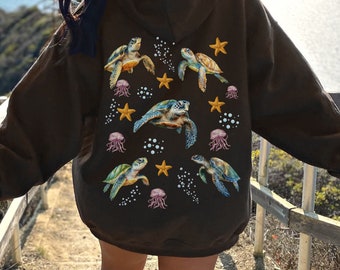 THE OCEAN IS CALLING Hoodie - Schildkröte Design Für Umweltbewusste