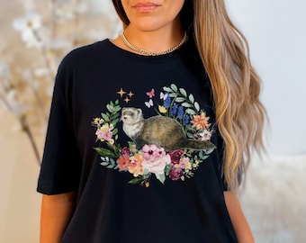 ferret shirt ferret gifts ferret clothes cottagecore shirt cottage core shirt preppy clothes kawaii clothes pet clothing spirit animal shirt