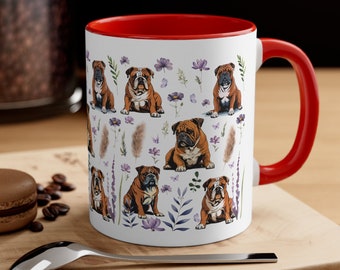 English Bulldog Mug English Bulldog Coffee Cup English Bulldog Coffee Mug Floral English Bulldog Gifts English Bulldog Mugs Bull Dog Mug