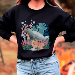 Manatee Sweatshirt Ocean Animal Sweatshirt Manatee Crewneck Manatee Gifts Trendy Beachy Sweatshirts Manatee Sweater Gift Manatee Shirt