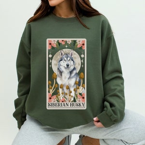 Sweat-shirt Husky de Sibérie Pull Husky de Sibérie Col rond Husky Pull carte de tarot Cadeaux Husky Sweat-shirt Tarot Chemise Husky Chemise Tarot