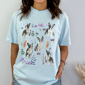 Boston Terrier Shirt Boston Terrier Gifts Wild Flower Shirt Boston Terrier Tshirt Boston Terrier Mama Cottage Core Shirt Terrier T shirt