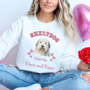 Personalized Old English Sheepdog Sweatshirt English Sheepdog Valentine&#39;s day Gift Sheepdog Mom Sweater Sheepdog Gift Valentine Sheepdog
