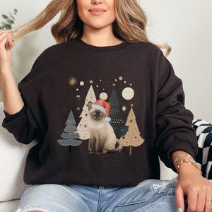 Siamese Cat Christmas Sweatshirt Siamese Sweatshirt Siamese Cat Sweater Siamese Cat Gifts Christmas Siamese Cat Shirt Siamese Cat Mom