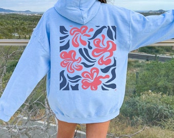 Boho Blumen Hoodie Botanischer Natur Hoodie Retro Gewellter Wildblumen Hoodie Cottagecore Hoodie Floral Hoodie Minimalistischer Wildblumen Pullover