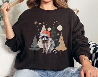 Waschbär Weihnachten Sweatshirt Waschbär Sweatshirt Waschbär Pullover Waschbär Geschenke Boho Weihnachten Waschbär Shirt Waschbär Rundhals Waschbär Shirt