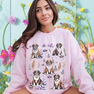 Saint Bernard Sweatshirt St. Bernard Sweater Bernard Crewneck Saint Bernard Mama Wildflower Sweater Bernard Mom Bernard Lover Gifts