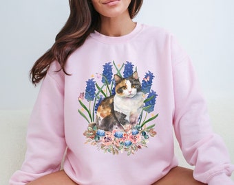 Calico Cat Sweatshirt Calico Cat Gifts Cat Mom sweatshirt Cat Themed Gifts Gifts For Cat People Calico Cat Crewneck Kawaii Sweater