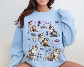 Calico Cat Sweatshirt Calico Cat Gifts Cat Mom sweatshirt Cat Themed Gifts Gifts For Cat People Calico Cat Crewneck Kawaii Sweater
