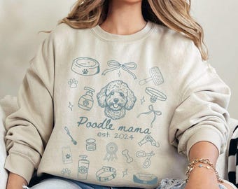 Aangepaste poedel sweater poedel ronde hals poedel trui poedel moeder poedel geschenken poedel shirt poedel cadeau poedel hond moeder geschenken