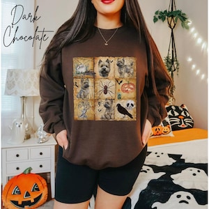 Vintage Halloween Cairn Terrier Sweatshirt, Fall Grunch Sweater, Cairn Terrier mom, Retro Halloween Sweatshirt, Halloween Cairn Terrier Gift