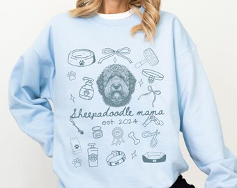 Aangepaste Sheepadoodle-sweater Doodle ronde hals Sheepadoodle-trui Sheepadoodle moeder Sheepadoodle-cadeaus Sheepadoodle-shirt Doodle ontwerp