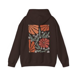 Boho Flowers Hoodie Botanical Nature Hoodie Retro Wavy Wildflower Hoodie Cottagecore Hoodie Floral Hoodie Minimalist Wildflower Sweater Dark Chocolate