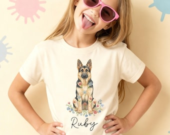 Personalized Kids German Shepherd Shirt, Custom Youth German Shepherd Tshirt, German Shepherd Gifts For Kids, Dog Lover Shirts For Kids