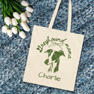 Custom Greyhound Cotton Canvas Tote Bag Greyhound Tote Bag Greyhound Shoulder Bag Greyhound Mom Greyhound Gifts Dog Mom Gifts Greyhounds Bag