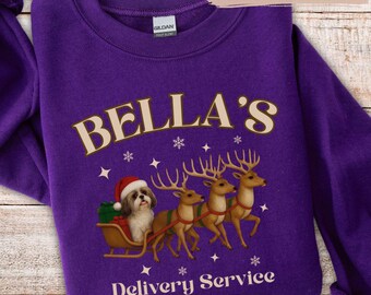 Personalized Shih Tzu Christmas Sweatshirt, Custom Shih Tzu Sweater, Christmas Dog Shirt, Personalized Dog Gifts, Shih Tzu Mom