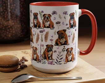 English Bulldog Mug English Bulldog Coffee Cup English Bulldog Coffee Mug Floral English Bulldog Gifts English Bulldog Mugs Bull Dog Mug