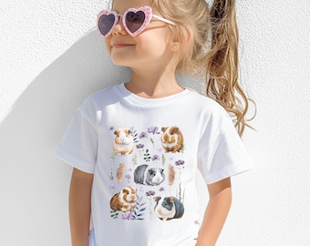 Kids Guinea Pig Shirt Floral Guinea Pig Tshirt Guinea Pig Lover Youth Guinea Pig TShirt Guinea Pig Kids T Shirt Guinea Pig Gifts Guinea Pig