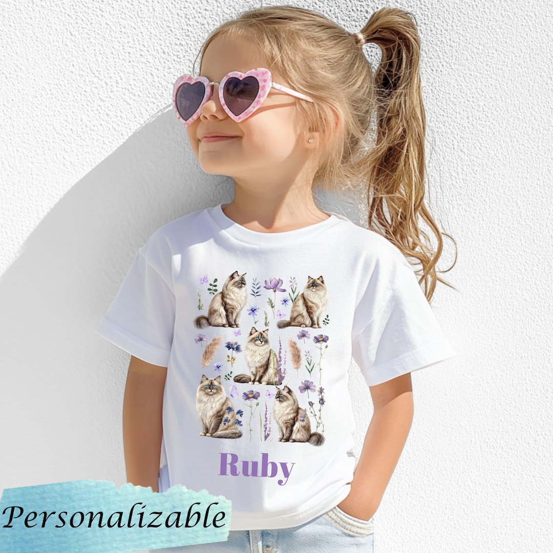 Personalized Ragdoll Cat Shirt Kids, Floral Ragdoll Cat Tshirt, Ragdoll ...