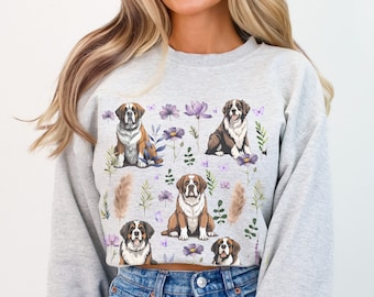 Saint Bernard Sweatshirt St. Bernard Sweater Bernard Crewneck Saint Bernard Mama Wildflower Sweater Bernard Mom Bernard Lover Gifts