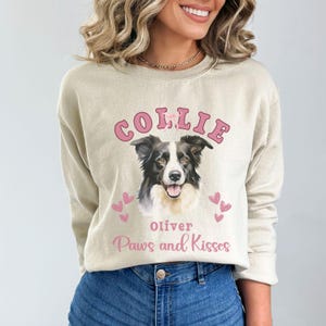 Personalized Border Collie Sweatshirt Border Collie Valentine&#39;s day Gifts Border Collie Mom Border Collie Sweater Valentine Border Collie