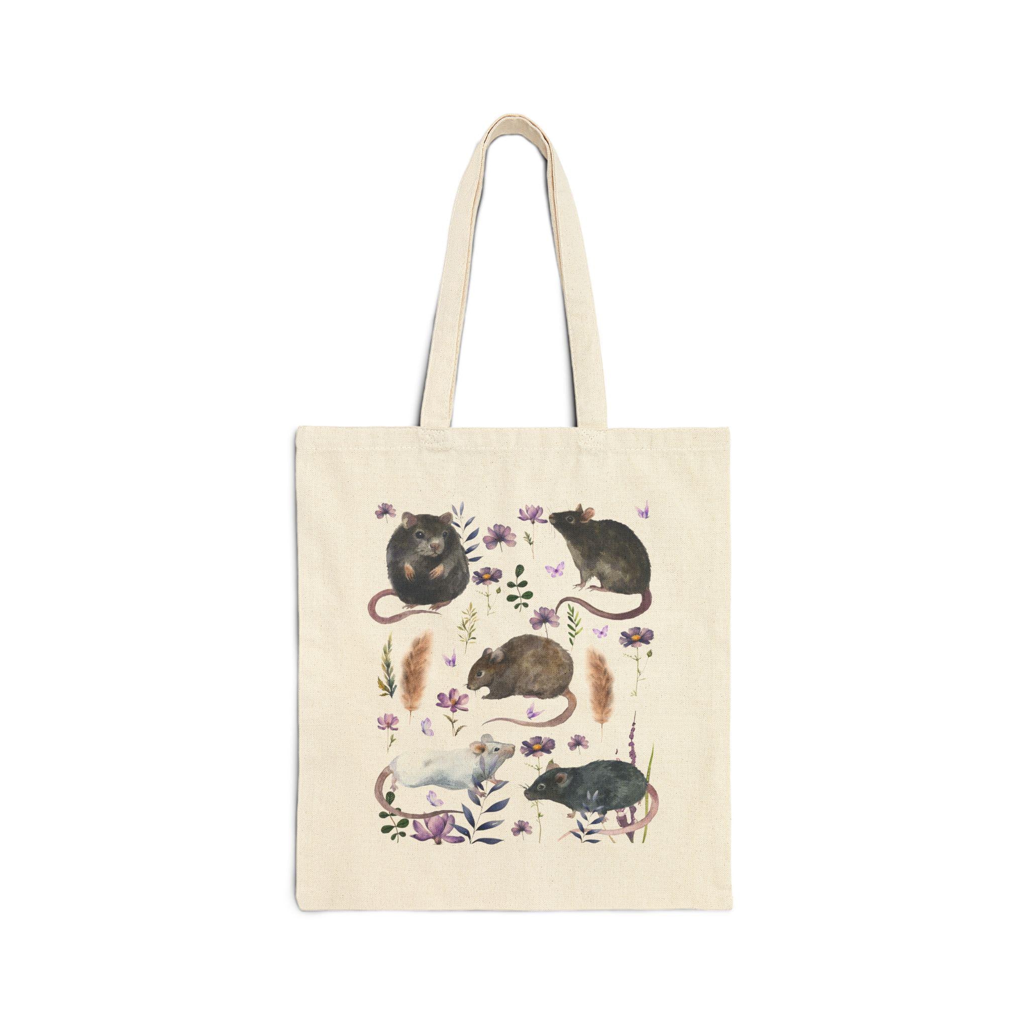 Rats Tote Bag Rat Lover Cotton Canvas Tote Bag Rats Print Carry
