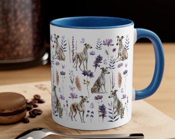 Greyhound Dog Mug Greyhound Coffee Cup Greyhound Coffee Mug Floral Greyhound Mug Cottagecore Greyhound Gifts Greyhound Mugs Greyhound Mom