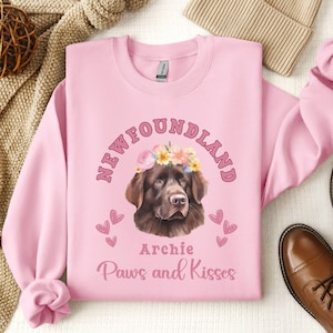 Personalized Brown Newfoundland Sweatshirt Newfoundland Valentine&#39;s day Gifts Newfoundland Mom Newfoundland Sweater Newfoundland Gift