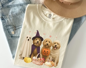 Comfort kleuren Halloween shirt Goldendoodle Goldendoodle T-shirt Goldendoodle herfst kleding Halloween hond geschenken Goldendoodle moeder geschenken