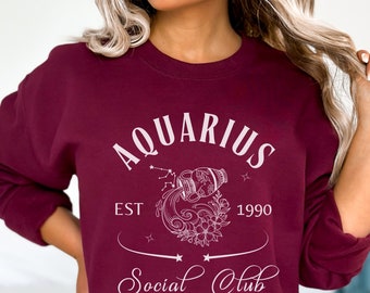 Regalo de cumpleaños personalizado de Acuario, suéter de Acuario, regalo del zodiaco, regalos del signo de Acuario, ropa de Acuario, camiseta de Acuario, sudadera de Acuario