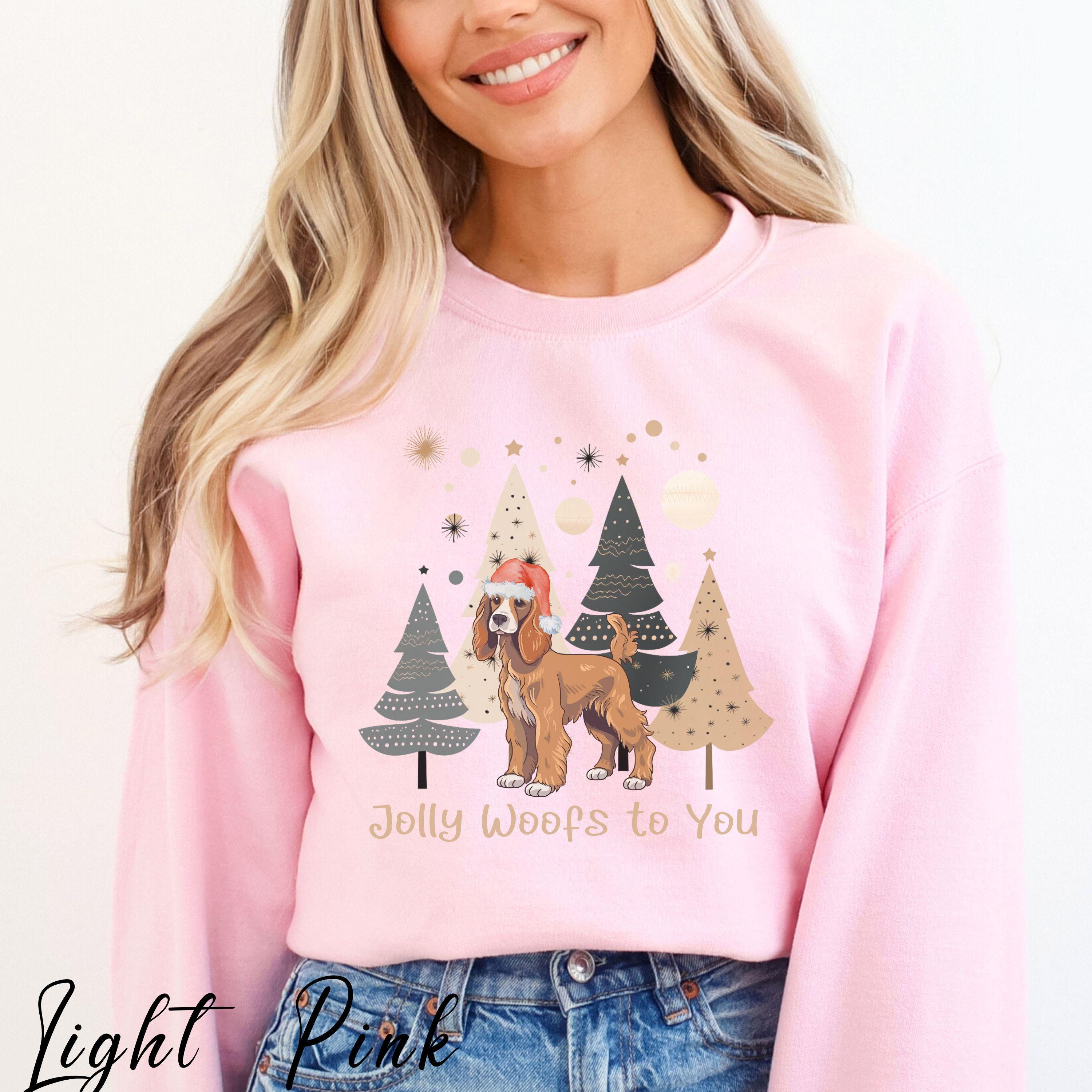 Maglione Di Natale Per Uomo E Donna Con Cocker Spaniel – Felpa Rossa Babbo Natale, Taglia Unica