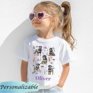 Personalized Rottweiler Shirt Kids, Floral Rottweiler Tshirt, Rottweiler Kids Tee, Rottweiler Youth TShirt, Rottweiler Shirts For Kids Gifts