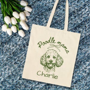 Custom Poodle Cotton Canvas Tote Bag Poodle Tote Bag Poodle Shoulder Bag Poodle Carry Bag Poodle Mom Poodle Gifts Dog Mom Gifts