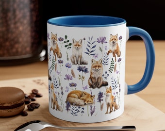 Fox Mug Fox Coffee Cup Fox Coffee Mug Floral Fox Mug Cottagecore Mug Fox Gifts Fox Lover Gift Fox Mugs Wildflower Mug