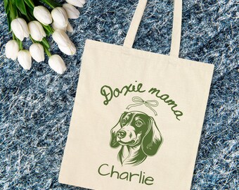 Aangepaste teckel katoenen canvas draagtas teckel draagtas Wiener hond schoudertas Doxie draagtas Doxie Mom Wiener Dog-cadeaus Dog Mom-cadeaus
