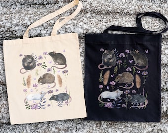 Rats Tote Bag Rat Lover Cotton Canvas Tote Bag Rats Print Carry Bag Rats Lover Gift Rat Mom Gifts Rats Print Bag Rats Print Tote